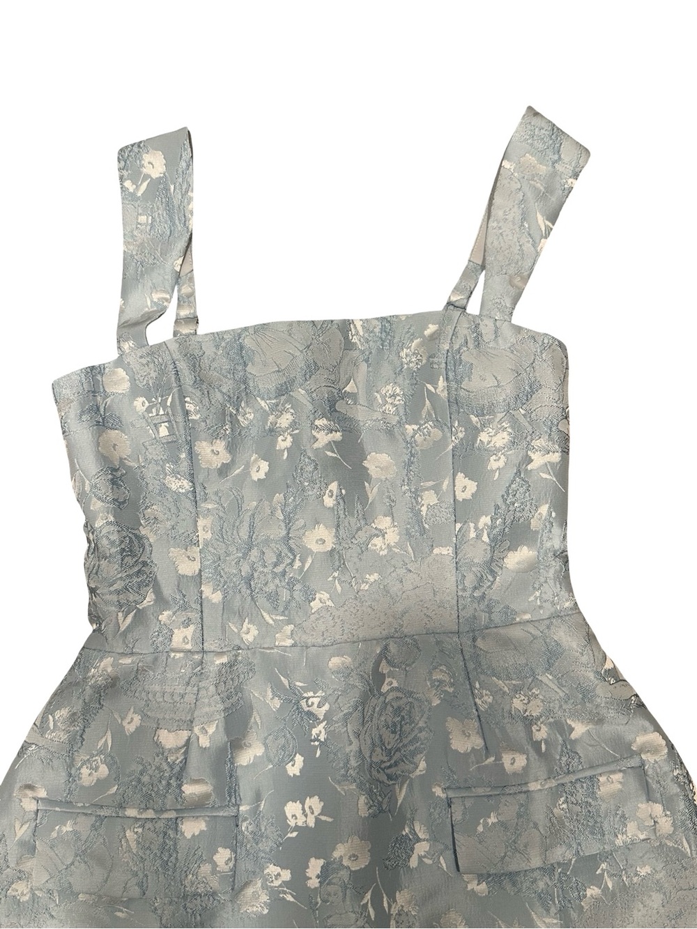 NWOT Amanda Uprichard Bethany Women’s XS Blue Floral Jacquard Mini Romper Dress - Picture 3 of 3